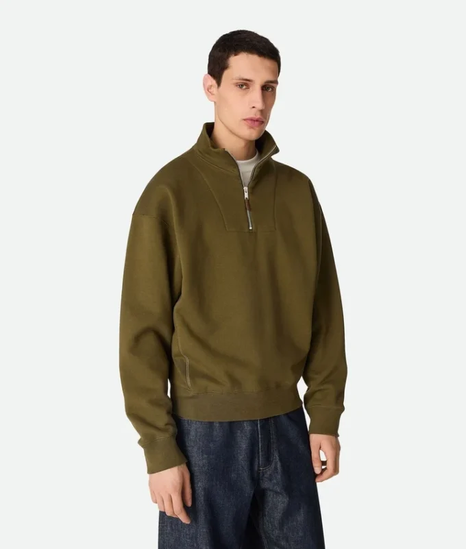 Sweat-shirt zippé en molleton de coton