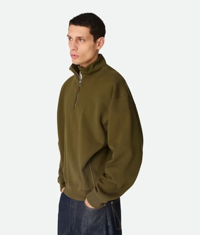 Sweat-shirt zippé en molleton de coton