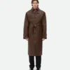 Trench-coat en cuir contrecollé