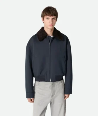 Veste aviateur en twill de soie et de coton