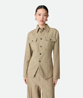 Veste chemise en viscose et soie