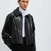 Veste en cuir craquelé