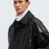 Veste en cuir craquelé