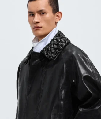 Veste en cuir craquelé
