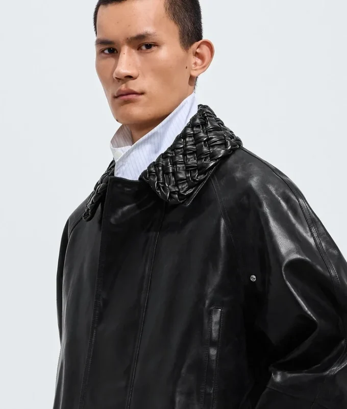 Veste en cuir craquelé