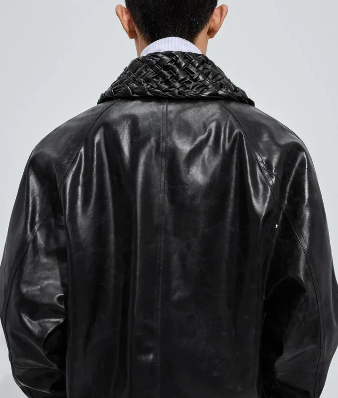 Veste en cuir craquelé