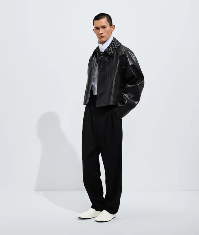 Veste en cuir craquelé