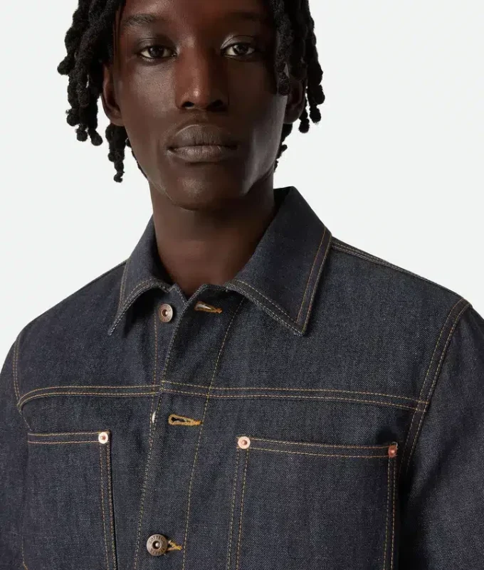 Veste en denim indigo brut