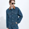 Veste en denim indigo taille moyenne