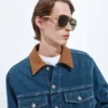 Veste en denim indigo taille moyenne