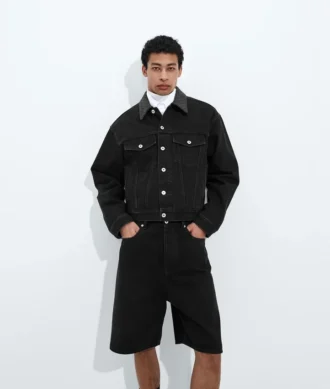 Veste en denim noir délavé