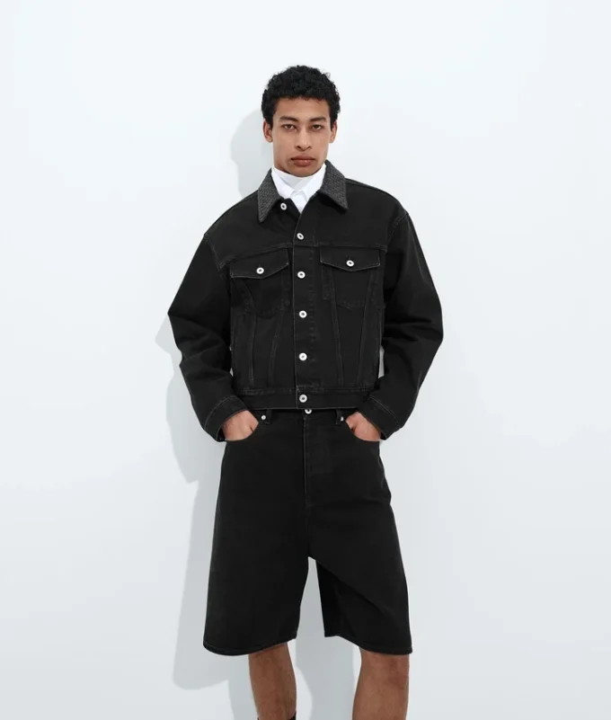 Veste en denim noir délavé
