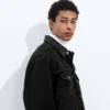 Veste en denim noir délavé