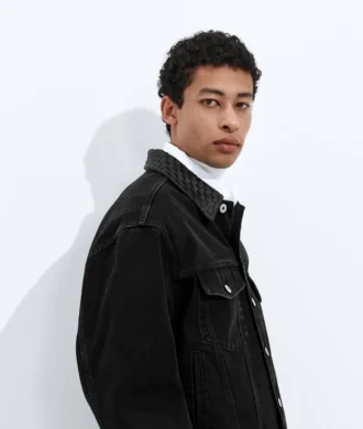 Veste en denim noir délavé