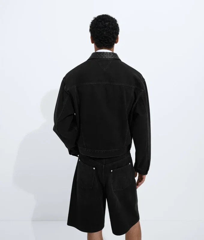 Veste en denim noir délavé