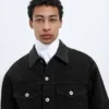 Veste en denim noir délavé