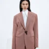 Veste en laine et lin mélangés