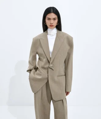 Veste en laine et lin mélangés