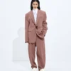 Veste en laine et lin mélangés