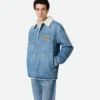 Veste vintage en denim indigo et peau de mouton