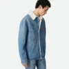 Veste vintage en denim indigo et peau de mouton
