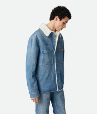Veste vintage en denim indigo et peau de mouton