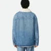 Veste vintage en denim indigo et peau de mouton