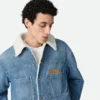 Veste vintage en denim indigo et peau de mouton
